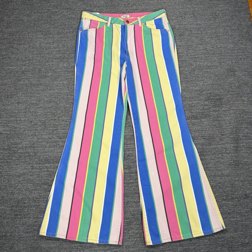 Wrangler Wanderer 622 High Rise Flare Jeans 32X34 Multicolor Striped Retro Disco